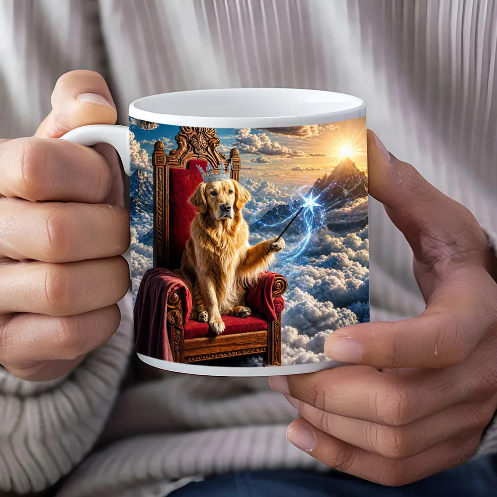 Golden Retriever King Throne Magical Clouds Fantasy – Mugs