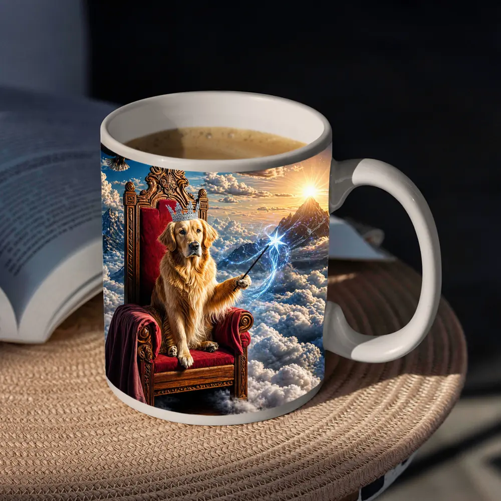 Golden Retriever King Throne Magical Clouds Fantasy – Mugs