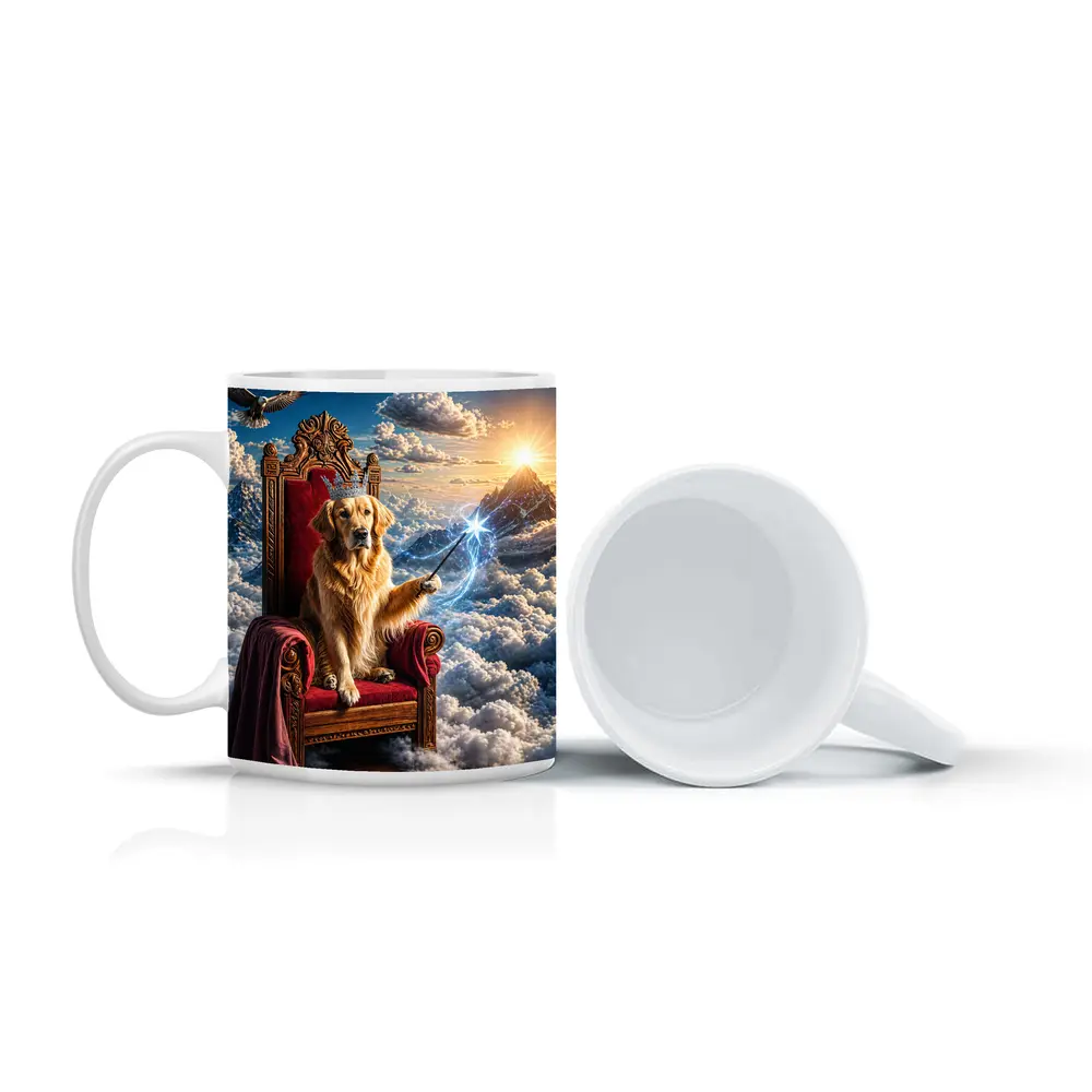 Golden Retriever King Throne Magical Clouds Fantasy – Mugs