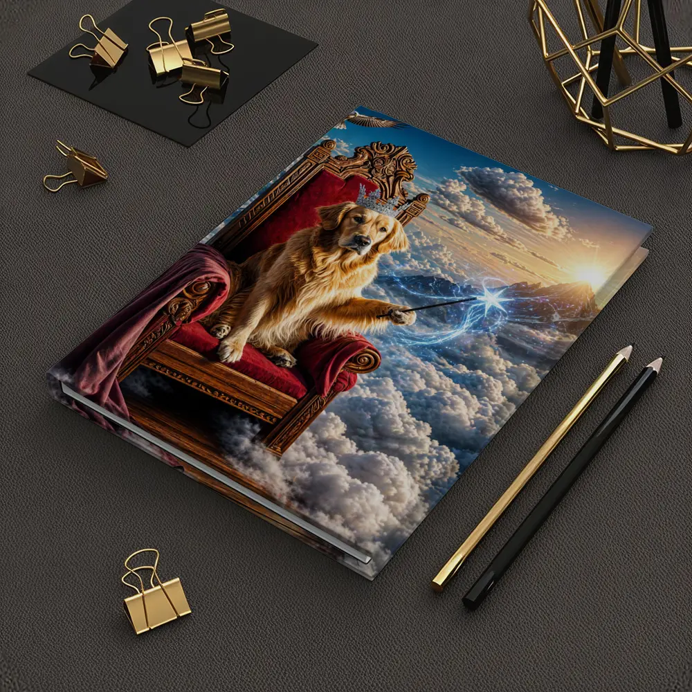 Golden Retriever King Throne Magical Clouds Fantasy – Notebooks