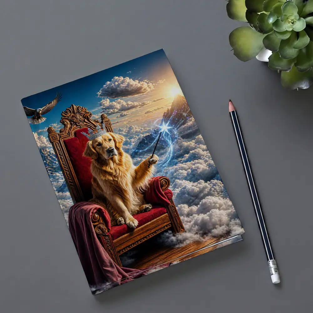 Golden Retriever King Throne Magical Clouds Fantasy – Notebooks