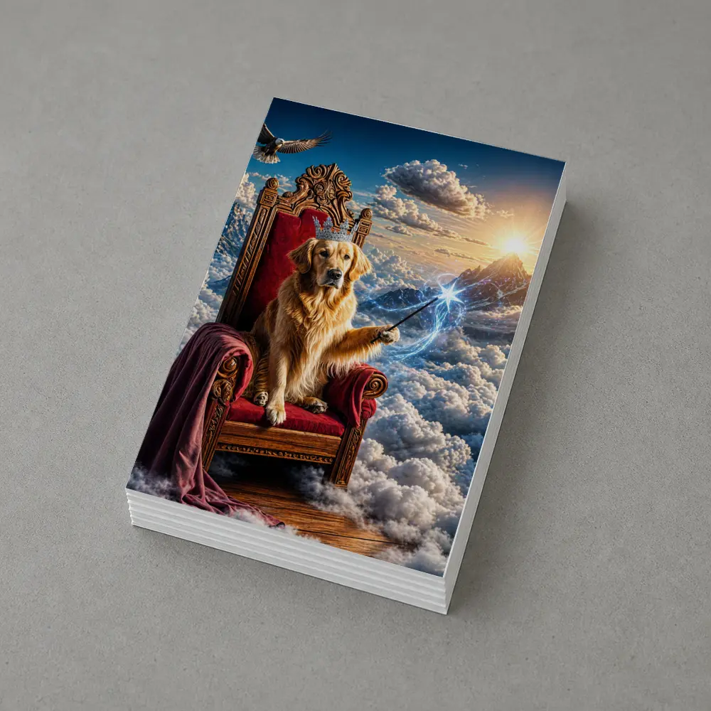 Golden Retriever King Throne Magical Clouds Fantasy – Postcards