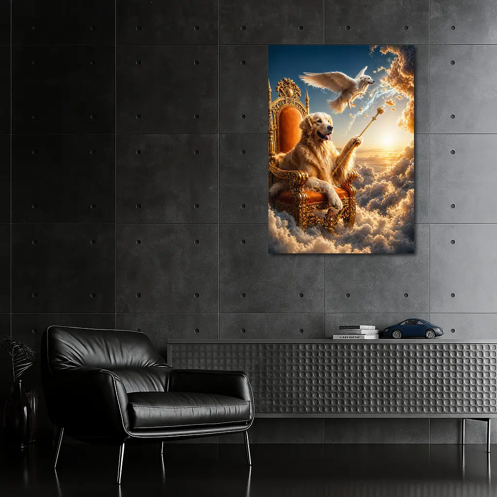 Golden Retriever King Ruling Heavenly Clouds – Wall Art