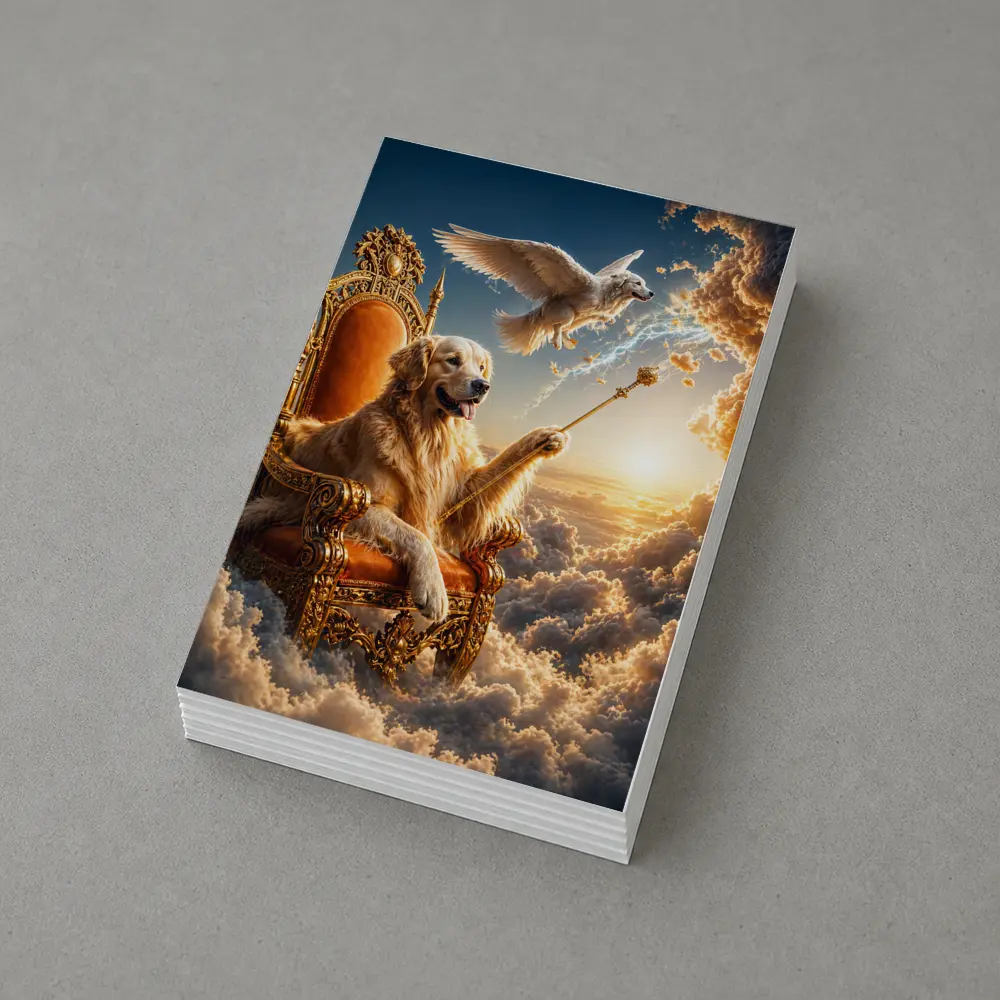 Golden Retriever King Ruling Heavenly Clouds – Postcards