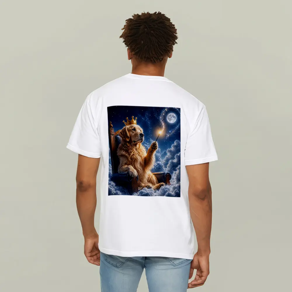 Golden Retriever King Throne Clouds Night Sky – T-Shirts
