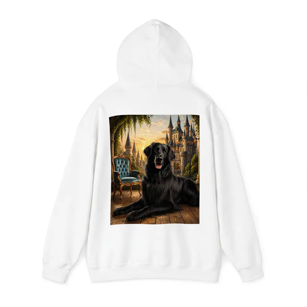 Black Flat Coated Retriever Fantasy Castle Sunset – Hoodies