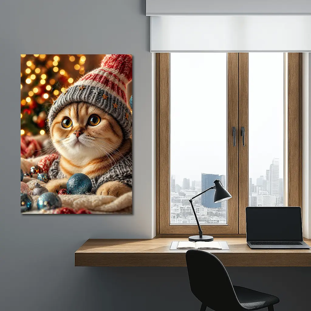 Scottish Fold Cat Christmas Holiday Knit Hat – Wall Art