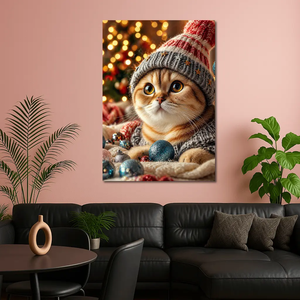 Scottish Fold Cat Christmas Holiday Knit Hat – Wall Art