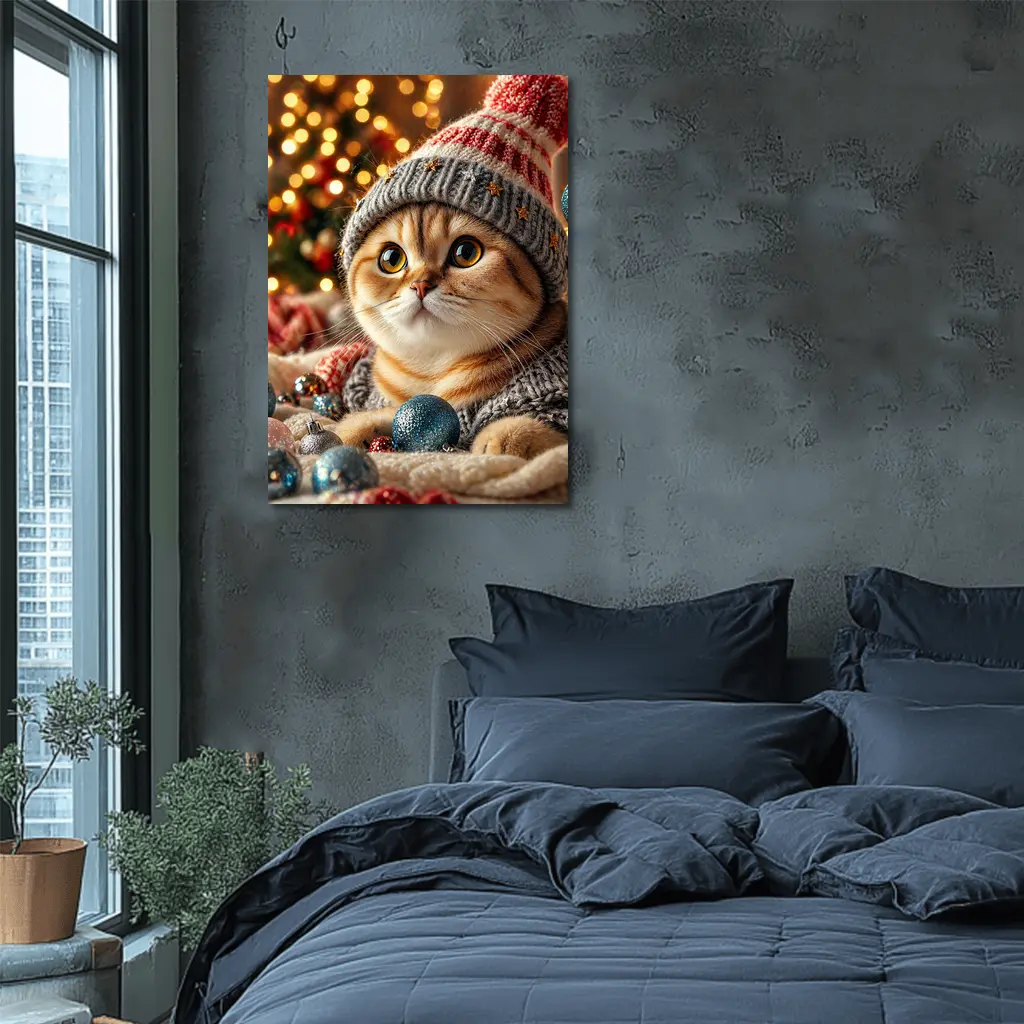 Scottish Fold Cat Christmas Holiday Knit Hat – Wall Art