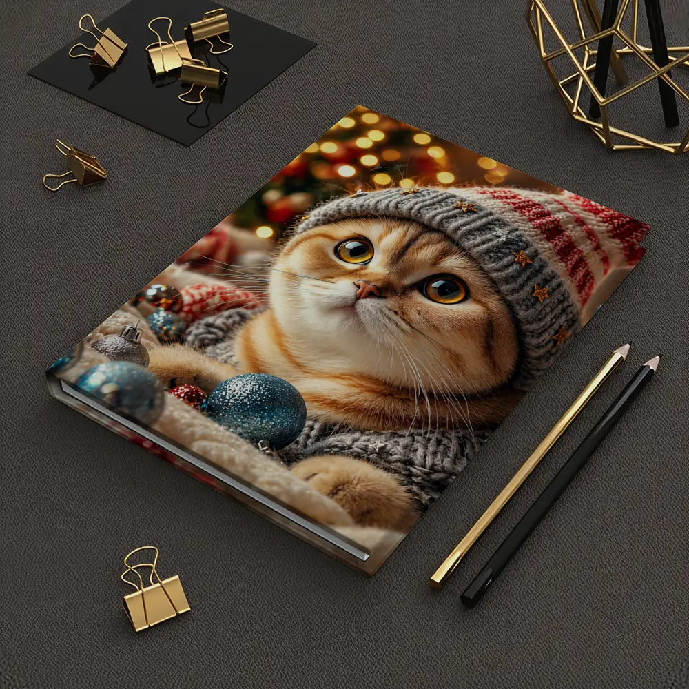 Scottish Fold Cat Christmas Holiday Knit Hat – Notebooks