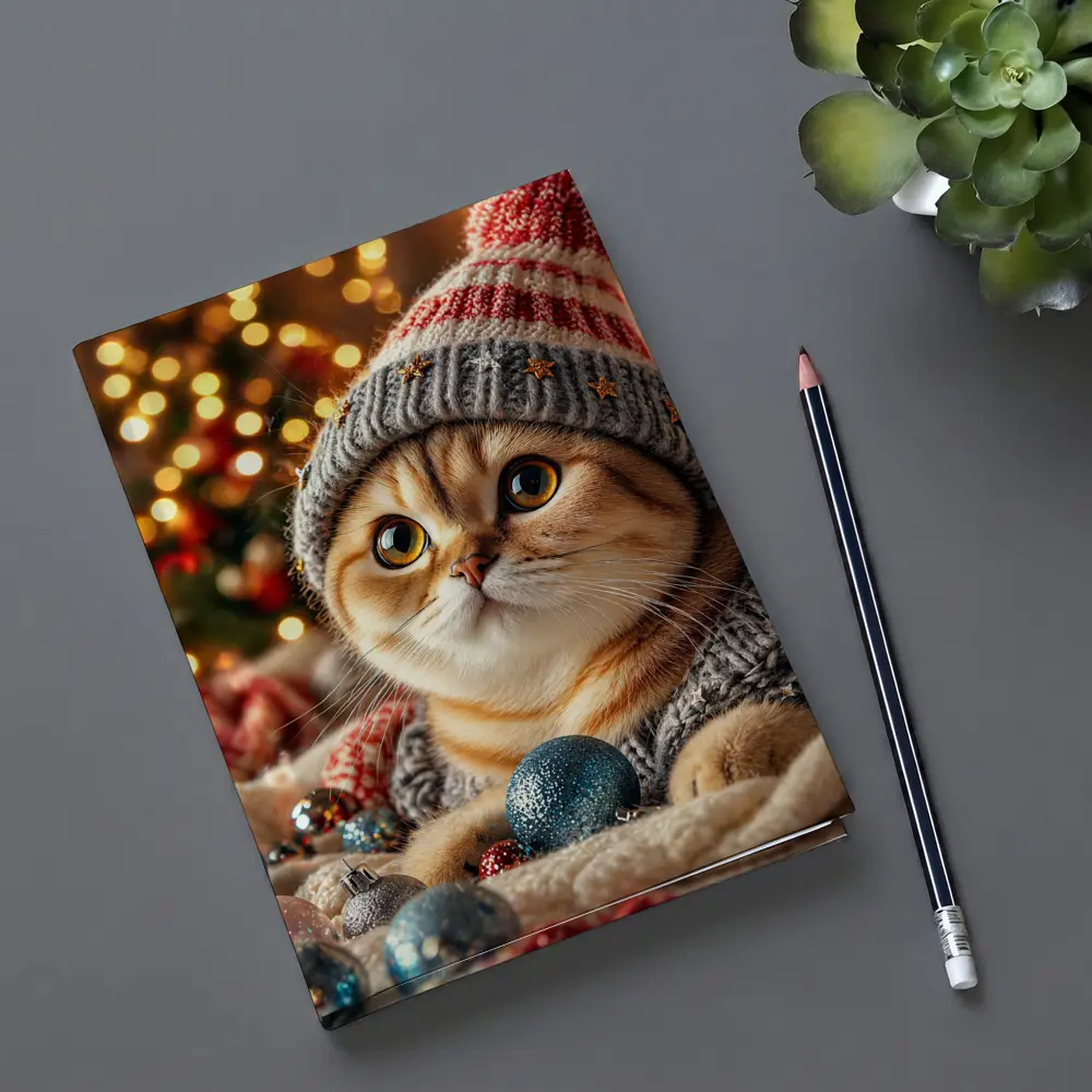 Scottish Fold Cat Christmas Holiday Knit Hat – Notebooks