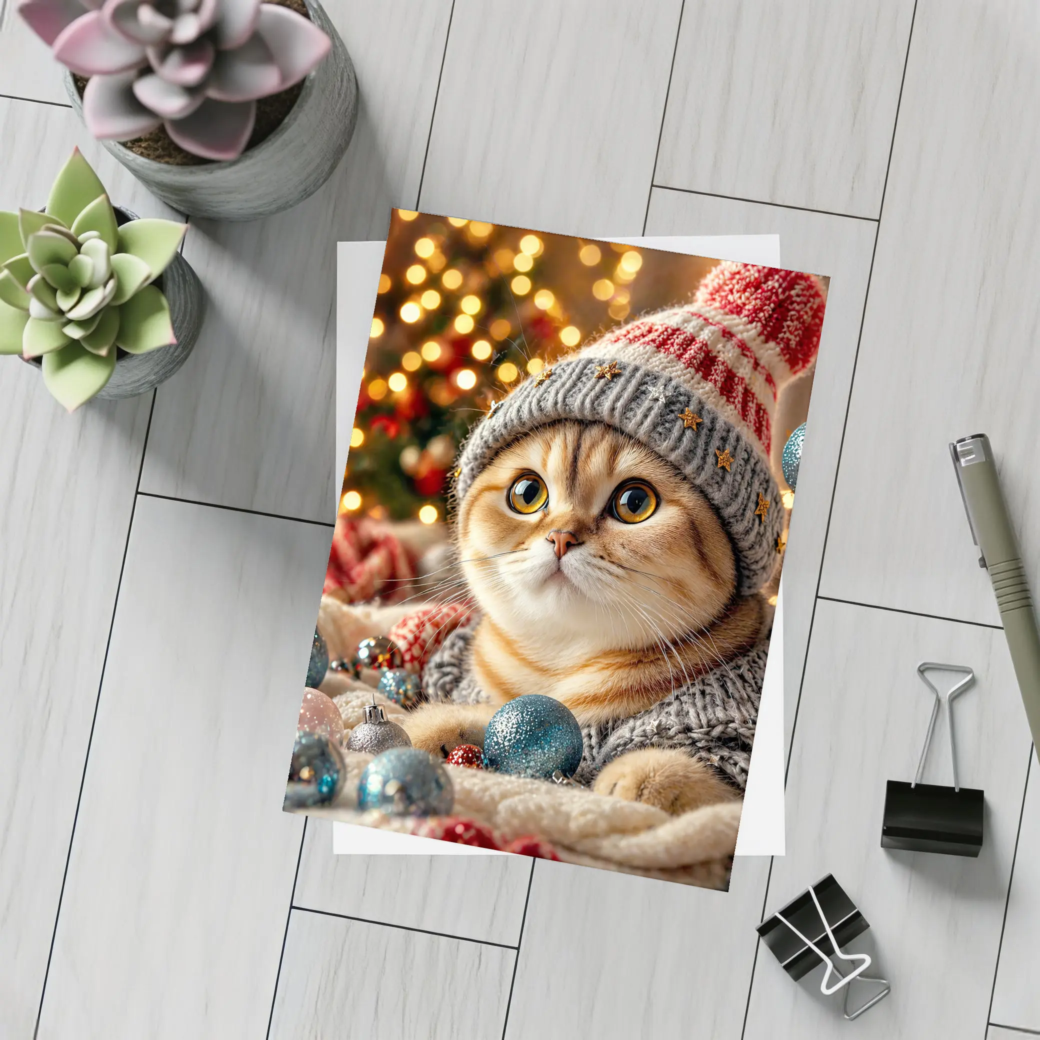 Scottish Fold Cat Christmas Holiday Knit Hat – Postcards