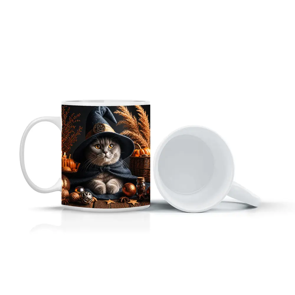 Scottish Fold Witch Hat Halloween Autumn Setting – Mugs