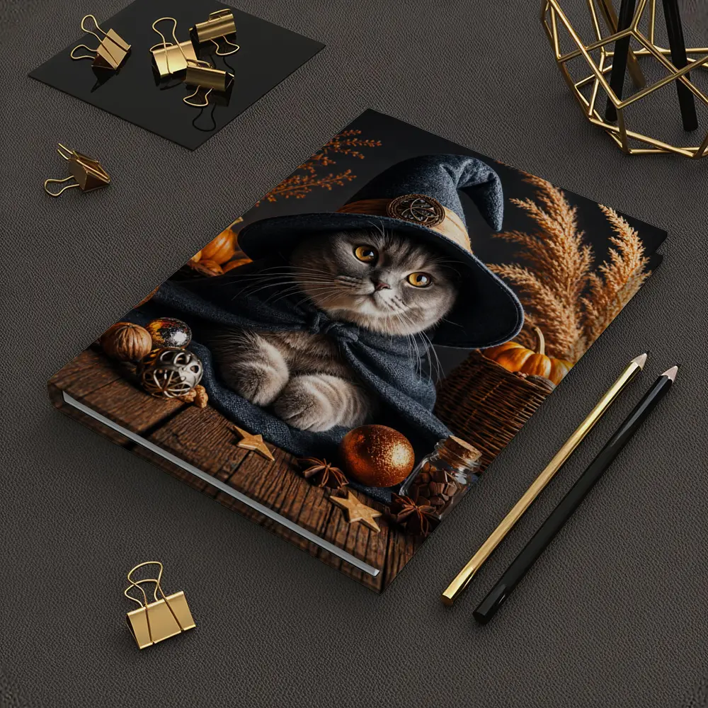 Scottish Fold Witch Hat Halloween Autumn Setting – Notebooks