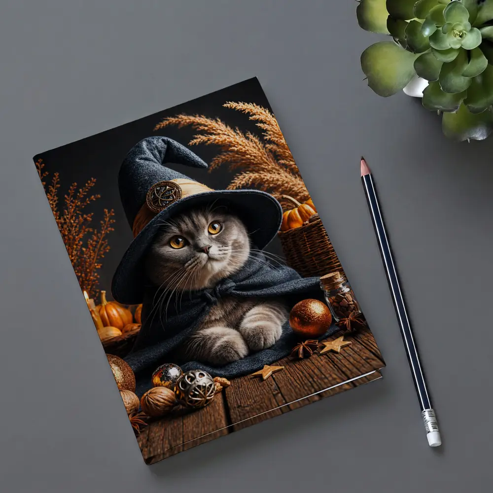 Scottish Fold Witch Hat Halloween Autumn Setting – Notebooks