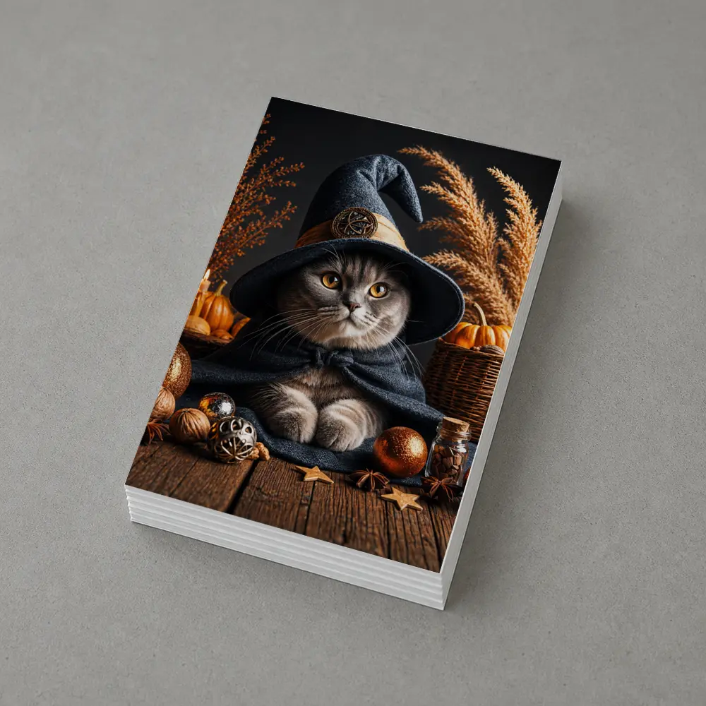 Scottish Fold Witch Hat Halloween Autumn Setting – Postcards