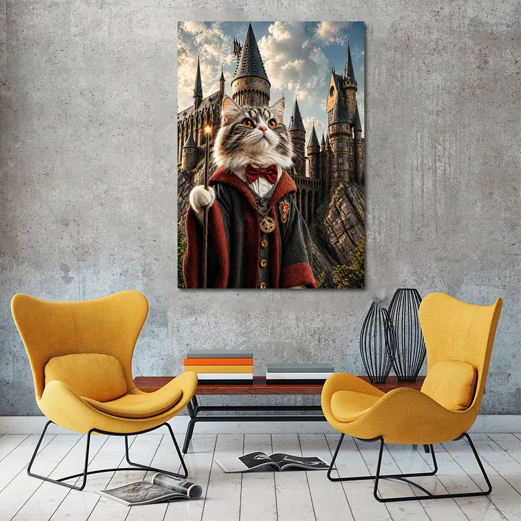 Wizard Cat at Magic Castle Fantasy Art – Wall Art