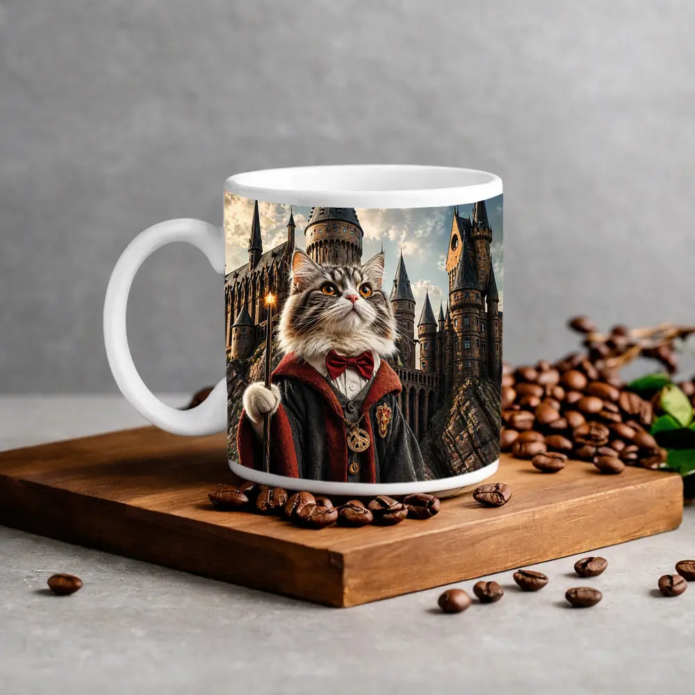 Wizard Cat at Magic Castle Fantasy Art – Mugs