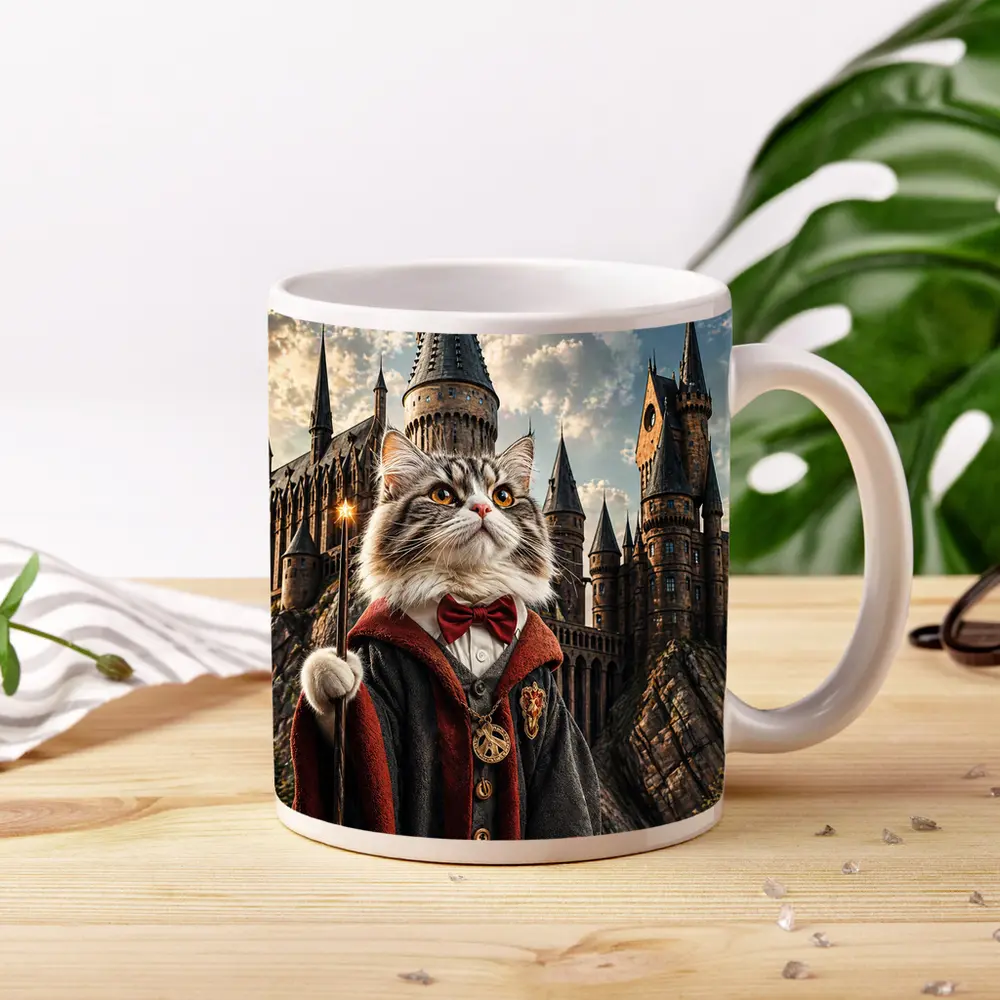 Wizard Cat at Magic Castle Fantasy Art – Mugs