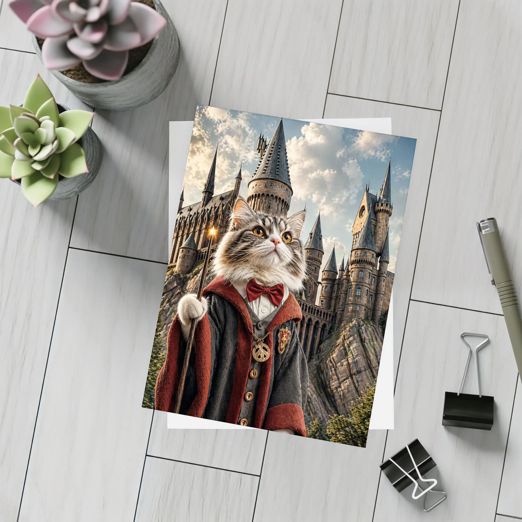 Wizard Cat at Magic Castle Fantasy Art – Postcards