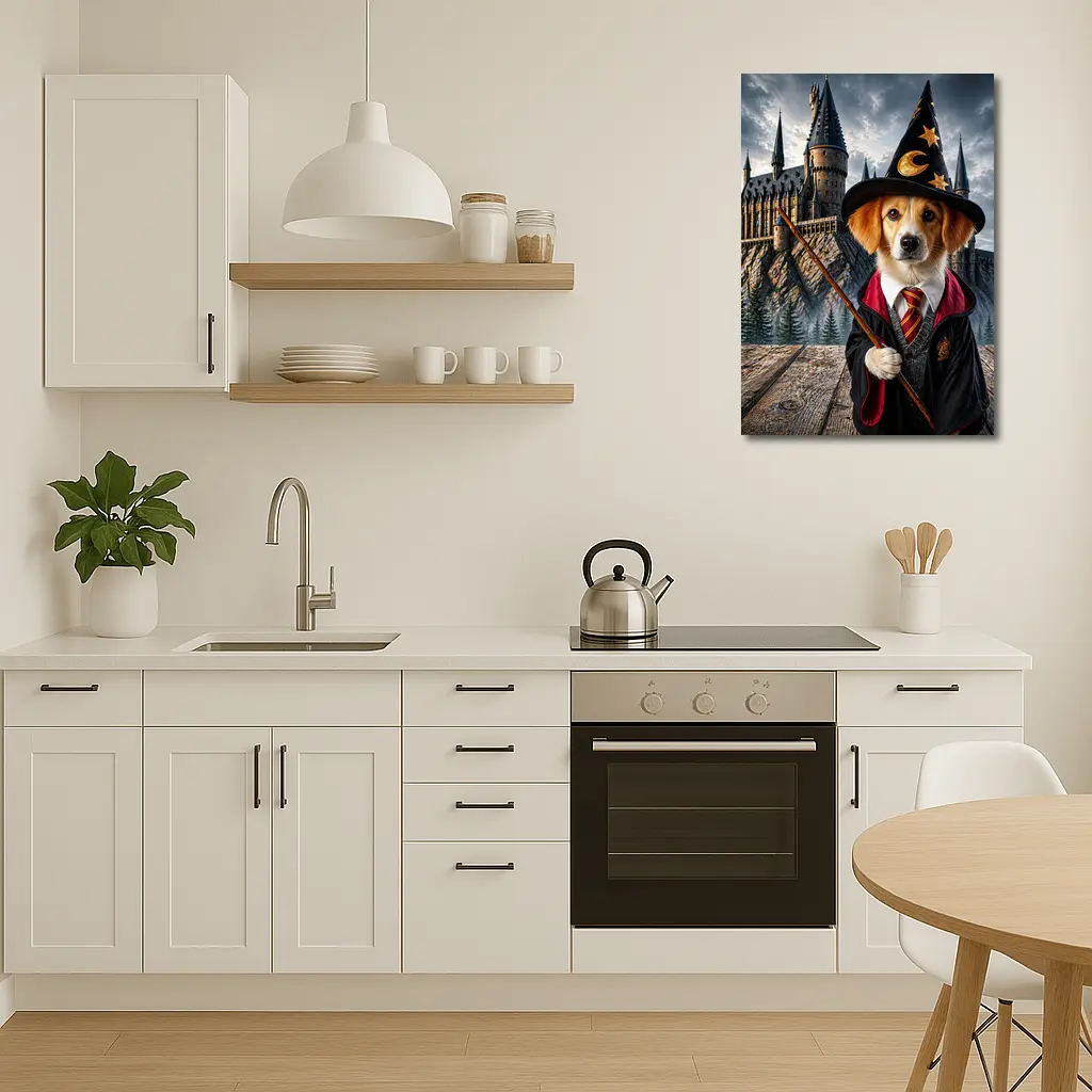 Wizard Dog in Fantasy Castle Setting – Wall Art