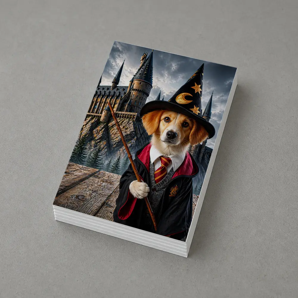Wizard Dog in Fantasy Castle Setting – Postcards