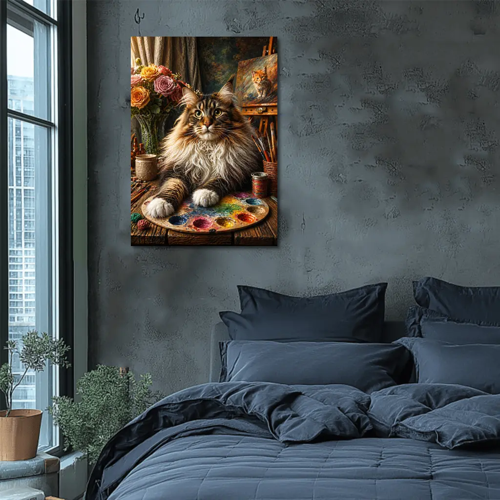 Maine Coon Cat Artist Studio Palette – Wall Art