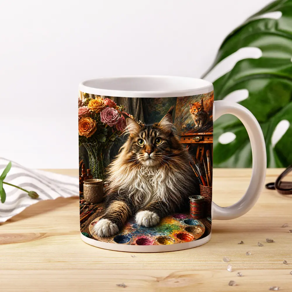 Maine Coon Cat Artist Studio Palette – Mugs