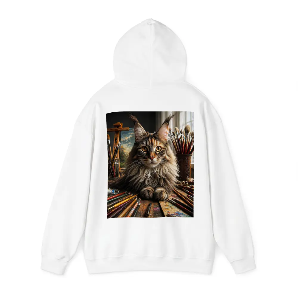 Maine Coon Cat Artist Studio With Brushes – Hoodies