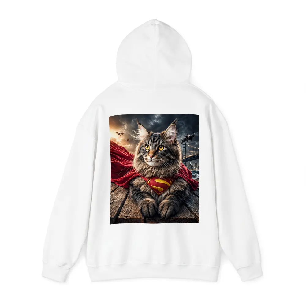 Maine Coon Cat Superman Cape City Night – Hoodies