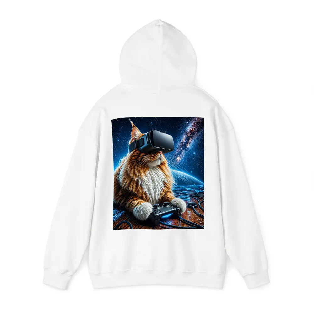 Maine Coon Cat Gaming in Outer Space – Hoodies