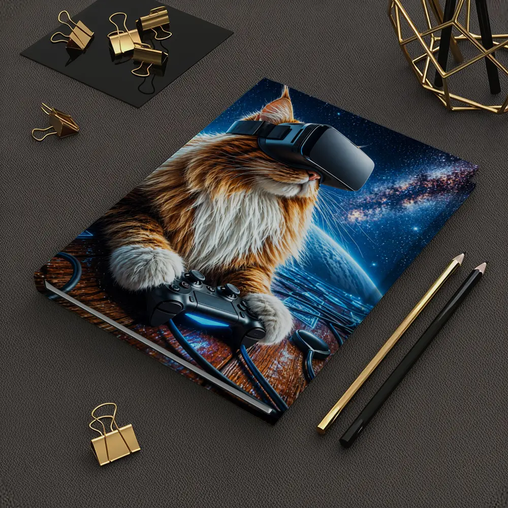 Maine Coon Cat Gaming in Outer Space – Notebooks