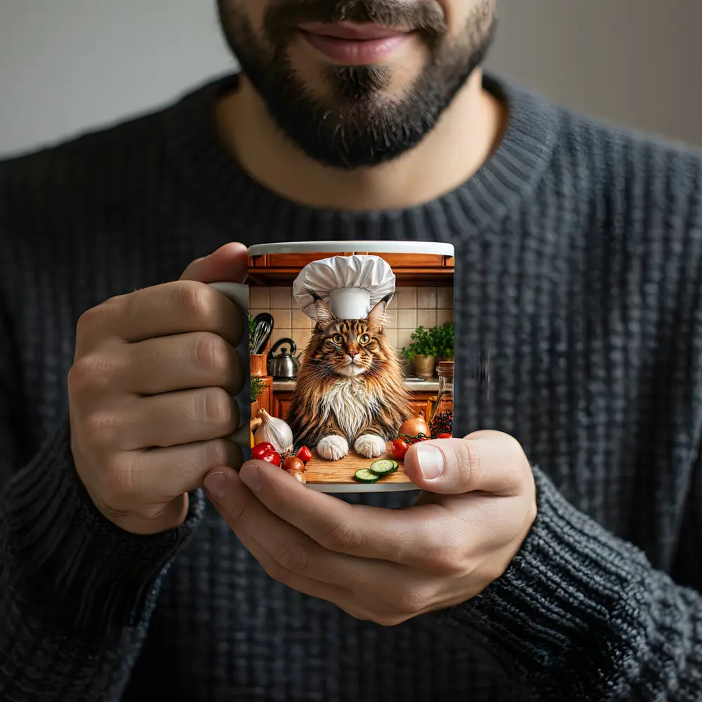 Maine Coon Chef Cat Kitchen Vegetables – Mugs