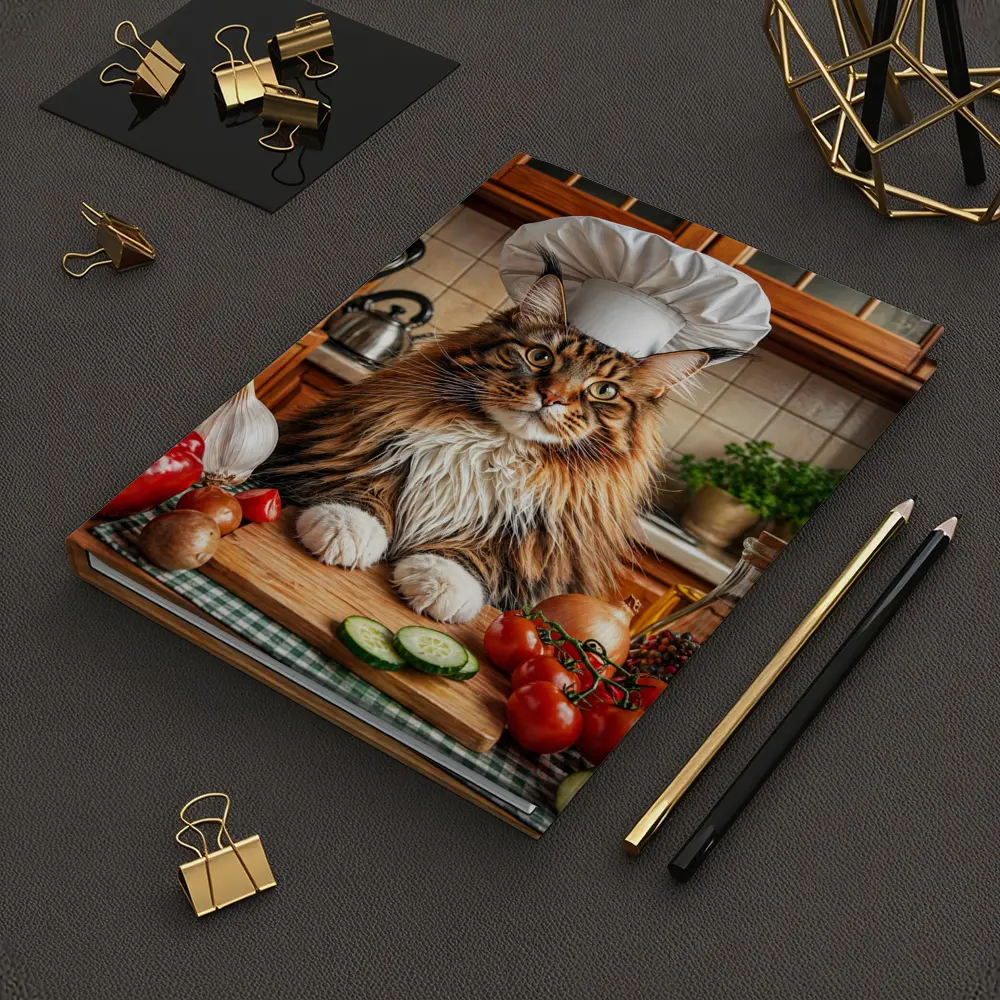 Maine Coon Chef Cat Kitchen Vegetables – Notebooks