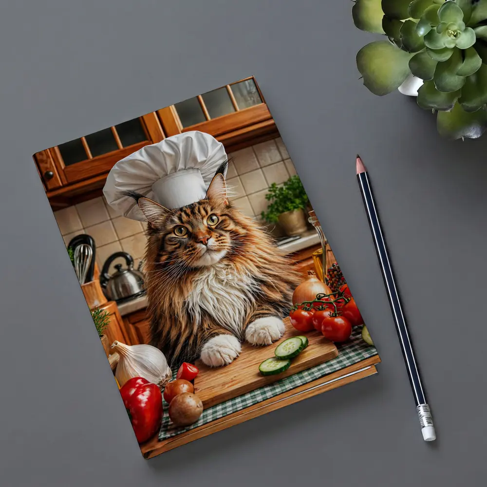 Maine Coon Chef Cat Kitchen Vegetables – Notebooks