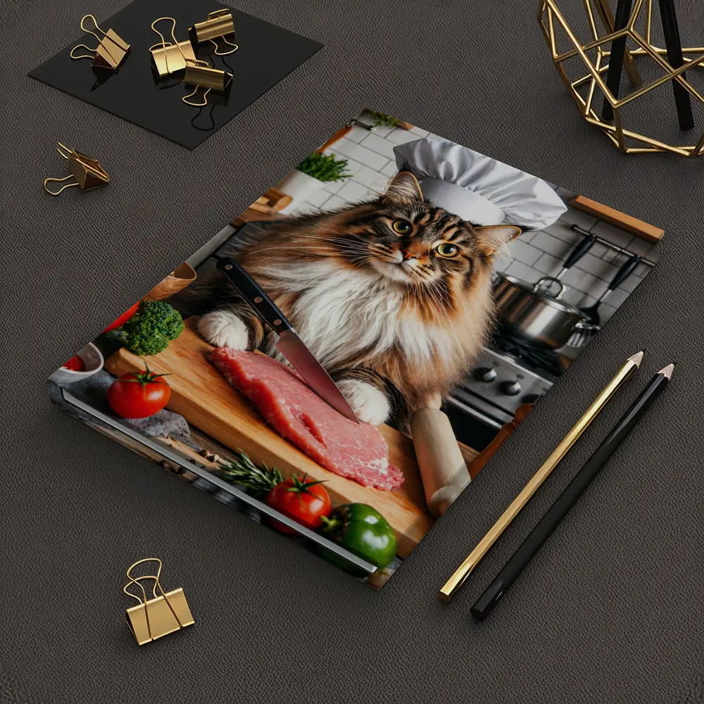 Maine Coon Chef Cat Kitchen Cooking Scene – Notebooks