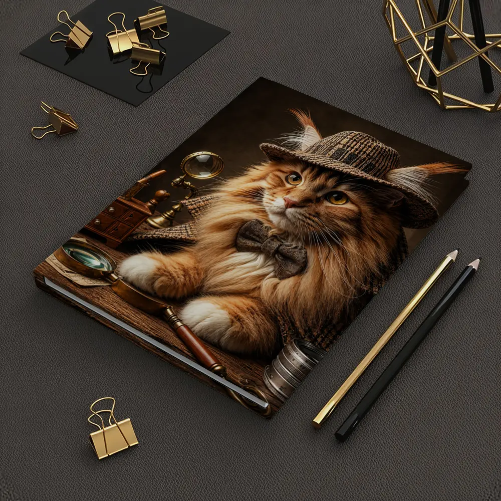 Maine Coon Cat Detective Vintage Mystery Portrait – Notebooks