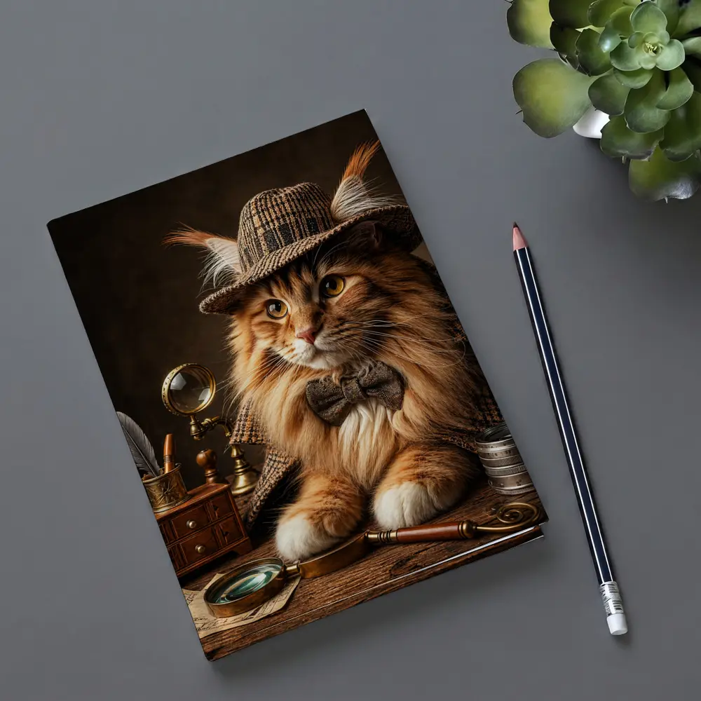 Maine Coon Cat Detective Vintage Mystery Portrait – Notebooks