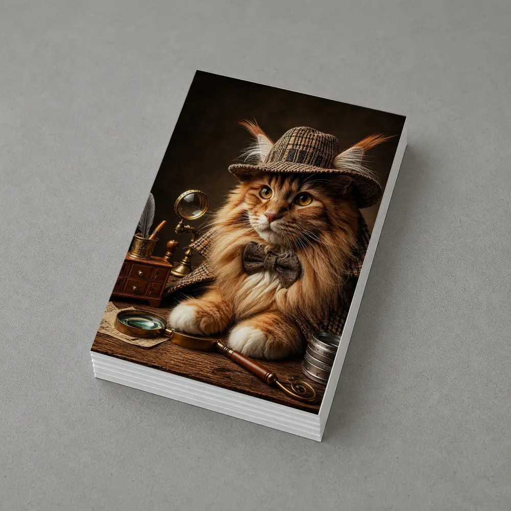 Maine Coon Cat Detective Vintage Mystery Portrait – Postcards