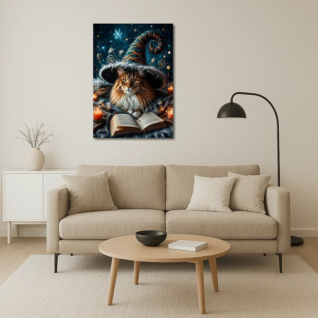 Maine Coon Wizard Cat Stars Candles – Wall Art