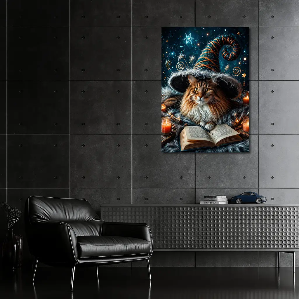 Maine Coon Wizard Cat Stars Candles – Wall Art