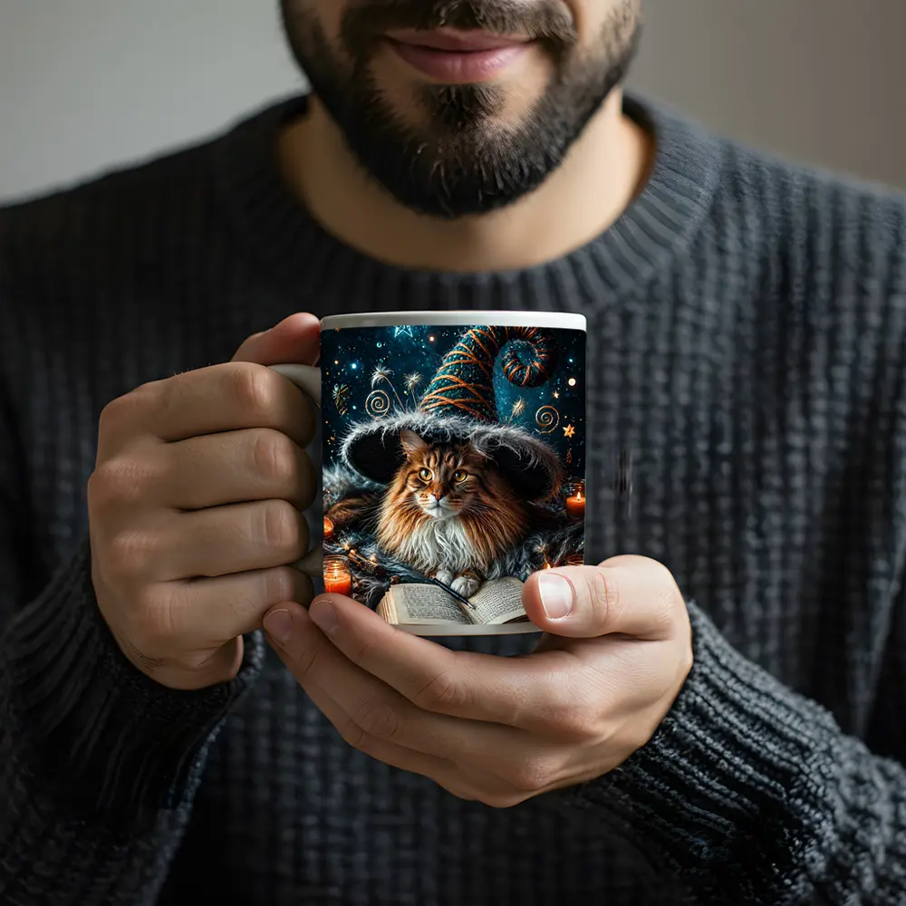 Maine Coon Wizard Cat Stars Candles – Mugs
