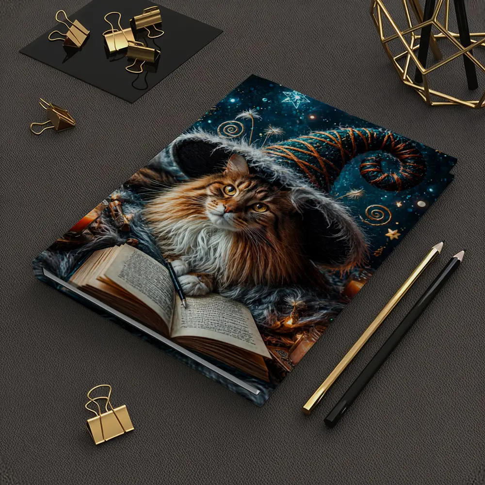 Maine Coon Wizard Cat Stars Candles – Notebooks