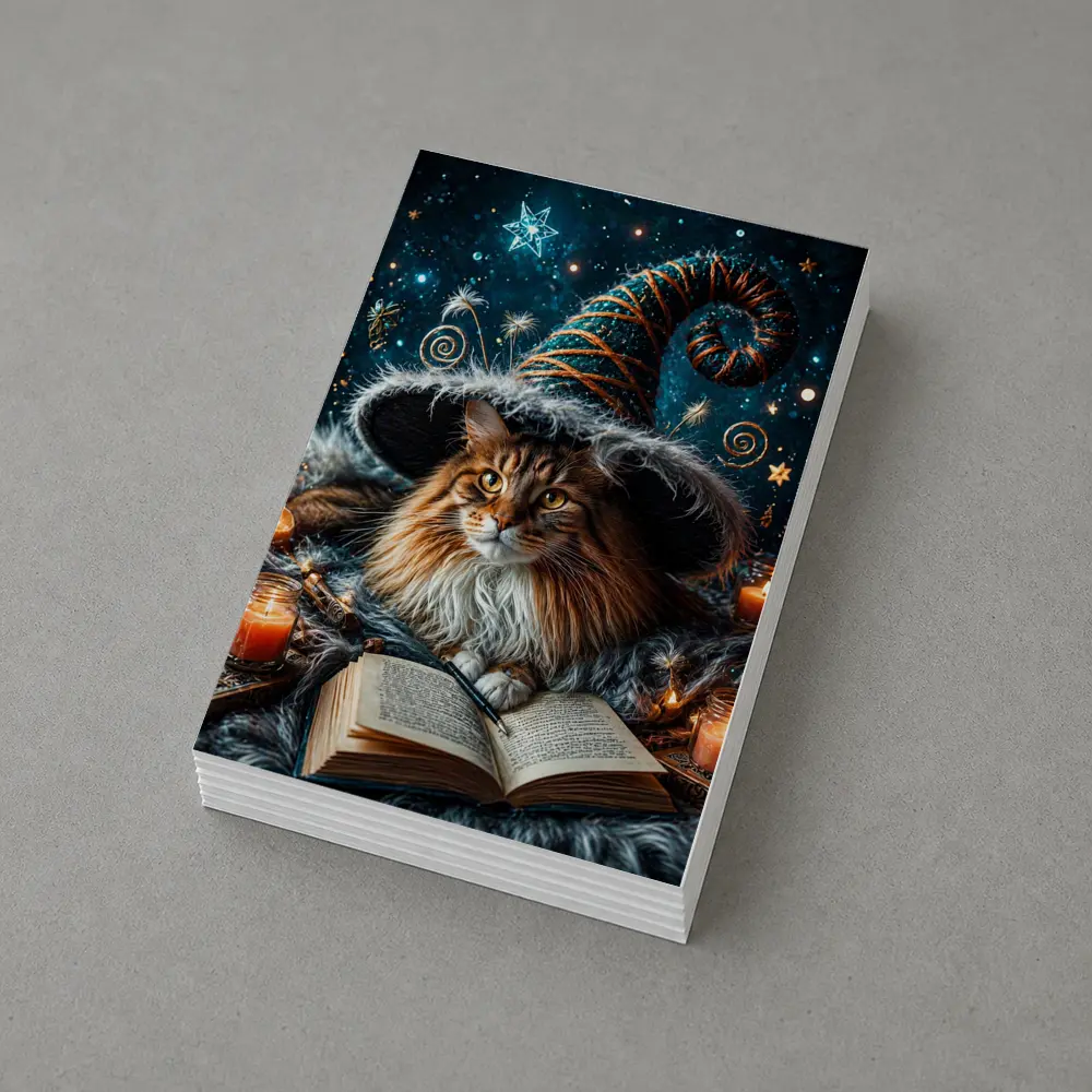 Maine Coon Wizard Cat Stars Candles – Postcards