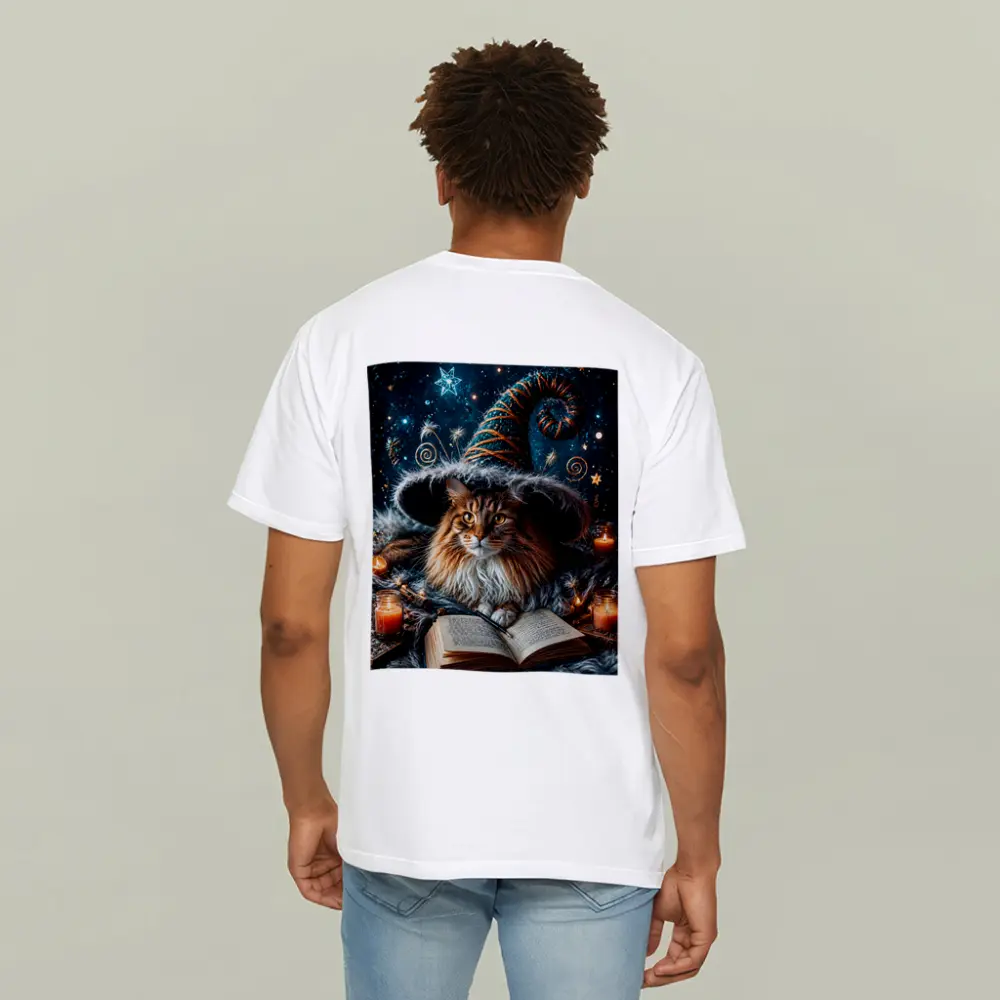 Maine Coon Wizard Cat Stars Candles – T-Shirts