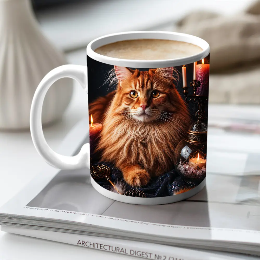 Maine Coon Cat Mystic Candles Crystal Setting – Mugs