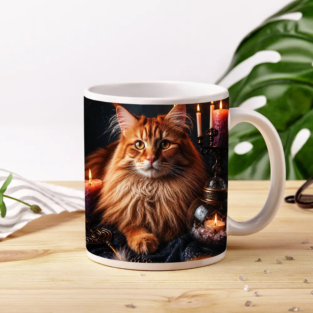 Maine Coon Cat Mystic Candles Crystal Setting – Mugs