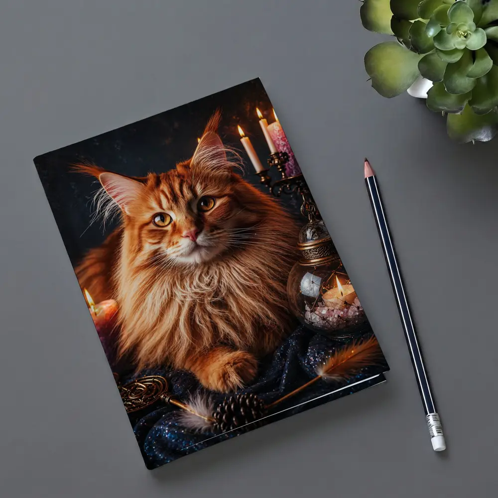Maine Coon Cat Mystic Candles Crystal Setting – Notebooks