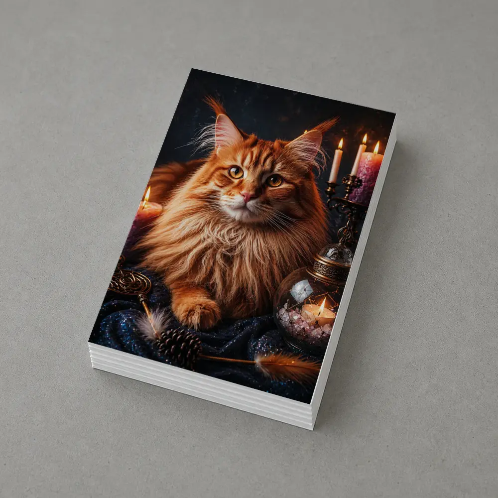 Maine Coon Cat Mystic Candles Crystal Setting – Postcards