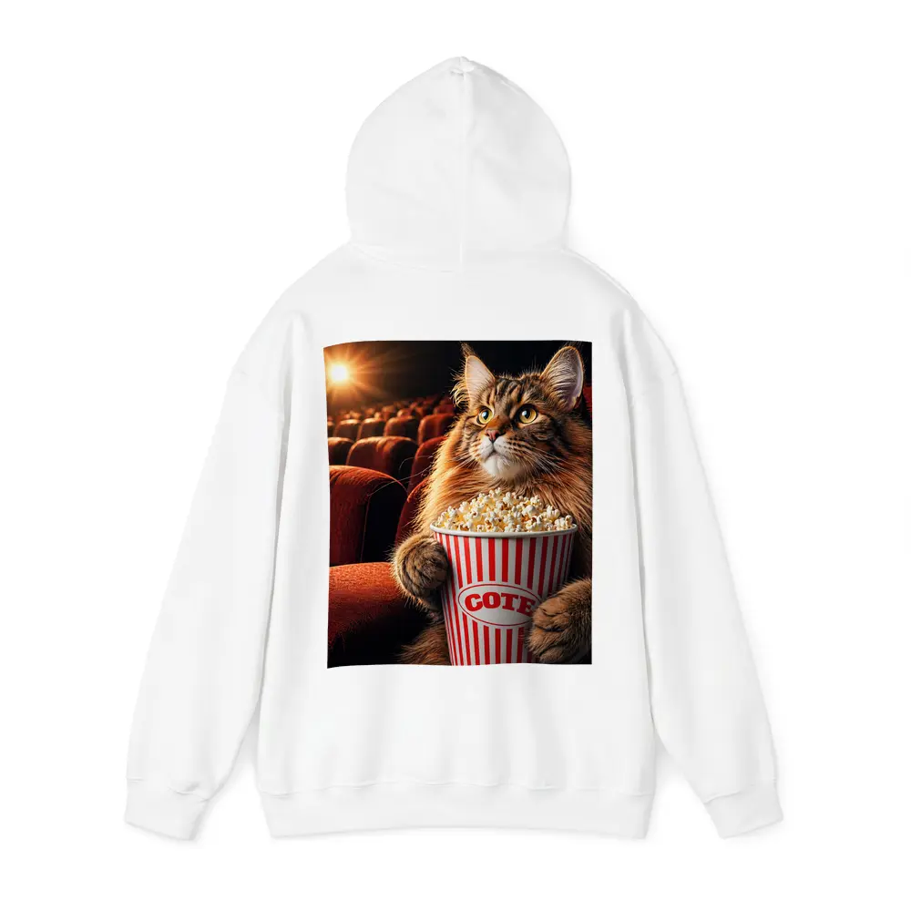 Maine Coon Cat Watching Movie With Popcorn – Hoodies